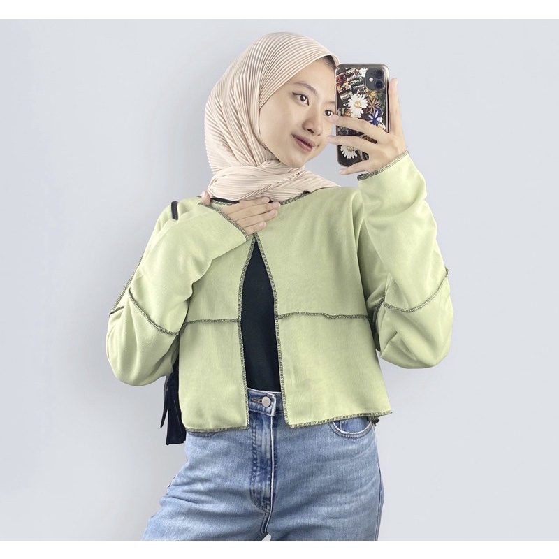 BEFAST - ZEC Outer Cardigan Wanita NARSHA / Asvy Contrast Cardigan Oute / Cardigan Kekinian / Outer Wanita Terbaru / Cardigan Crop