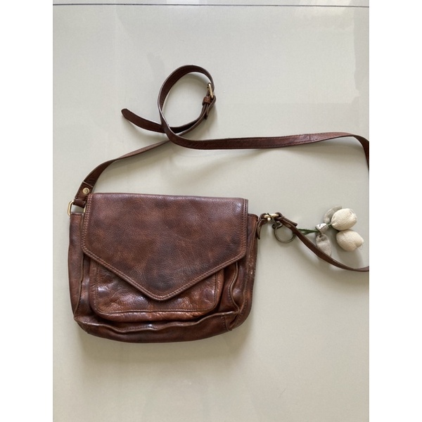 Mango Genuine Leather Sling Bag Tas Selempang Wanita Kulit Asli