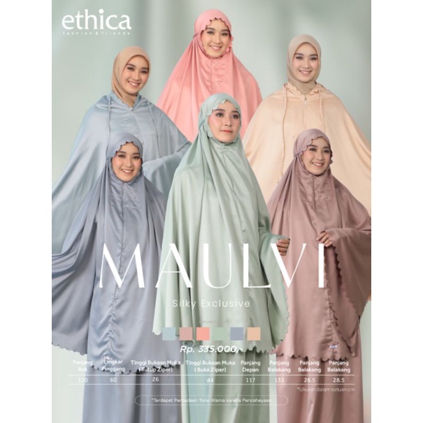 Mukena Premium Maulvi Green by Ethica|Mukeba Warna Soft|Mukena Silky Exclusive|Mukena Sholat|Mukena 
