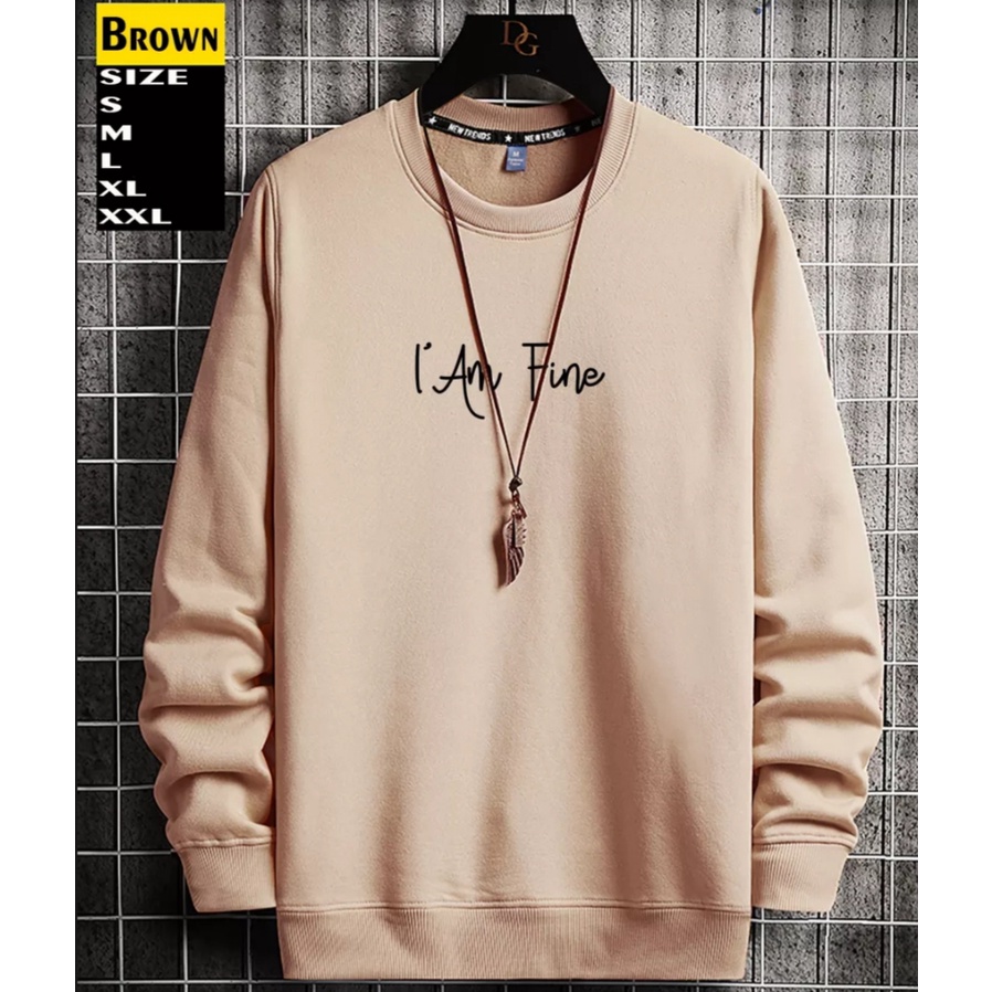 COD - Crewneck Cardingan Unisek -Crewneck I'M FINE - Crewneck pria Dan Wanita - Crewneck Distro Premium Bahan Flecce Tebal