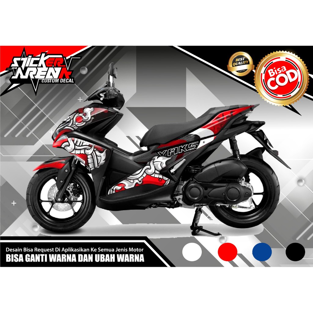 Sticker decal full body Yamaha Aerox Grafish merah Putih Skull