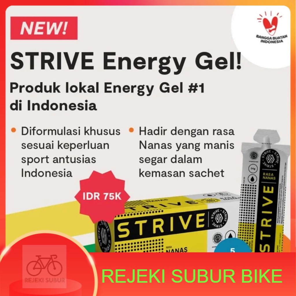 

STRIVE Energy Gel Rasa Nanas Original 1 Box isi 5 olahraga sepeda lari