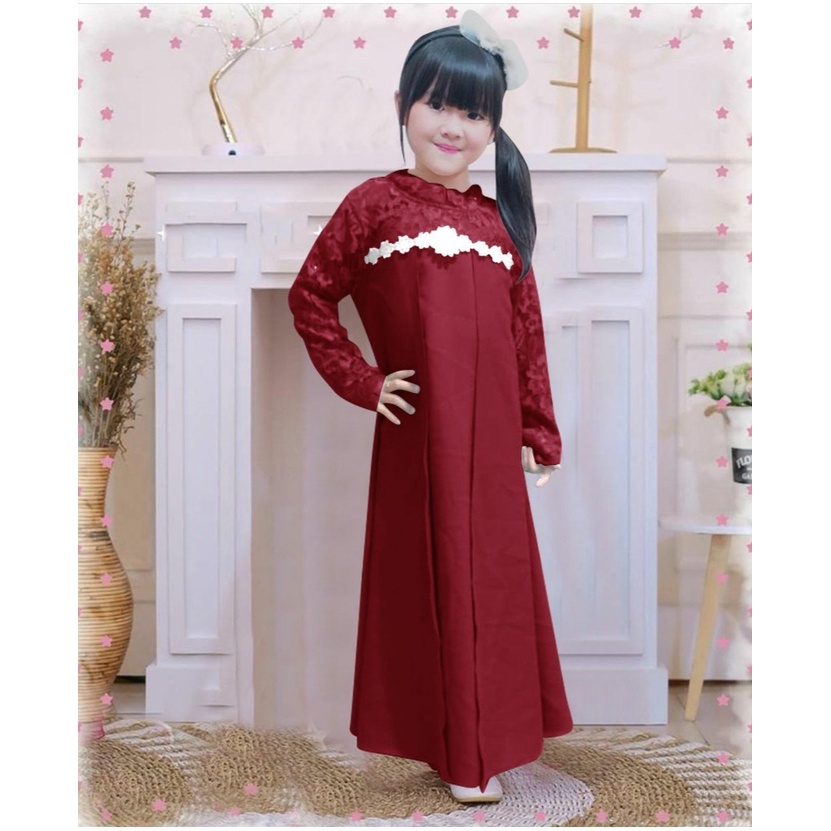 Pakaian Gamis Anak Perempuan Terbaru/Rosilia Kids 4-12 Tahun Matt Moscrepe Mix Brokat