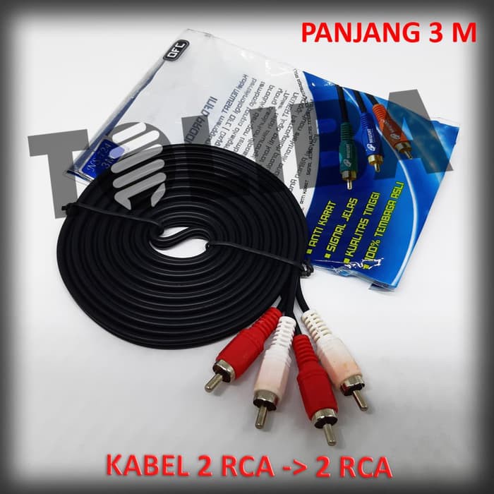 kabel jack rca audio 2 warna way 2-2 3m 3 meter tembaga asli bagus