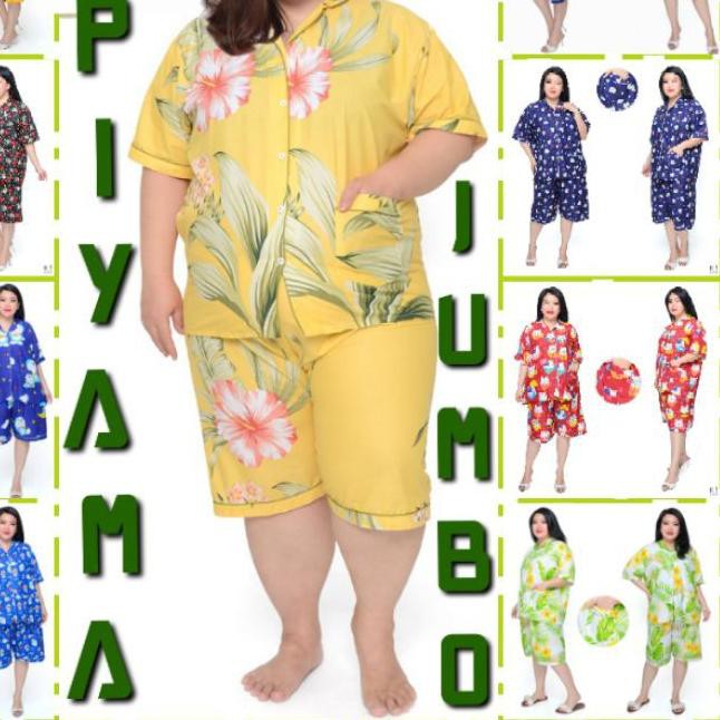 ۞ PIYAMA JUMBO CELANA PENDEK WANITA LD 130 120 SET BAJU TIDUR CEWEK DEWASA SETELAN KATUN KARAKTER ✷