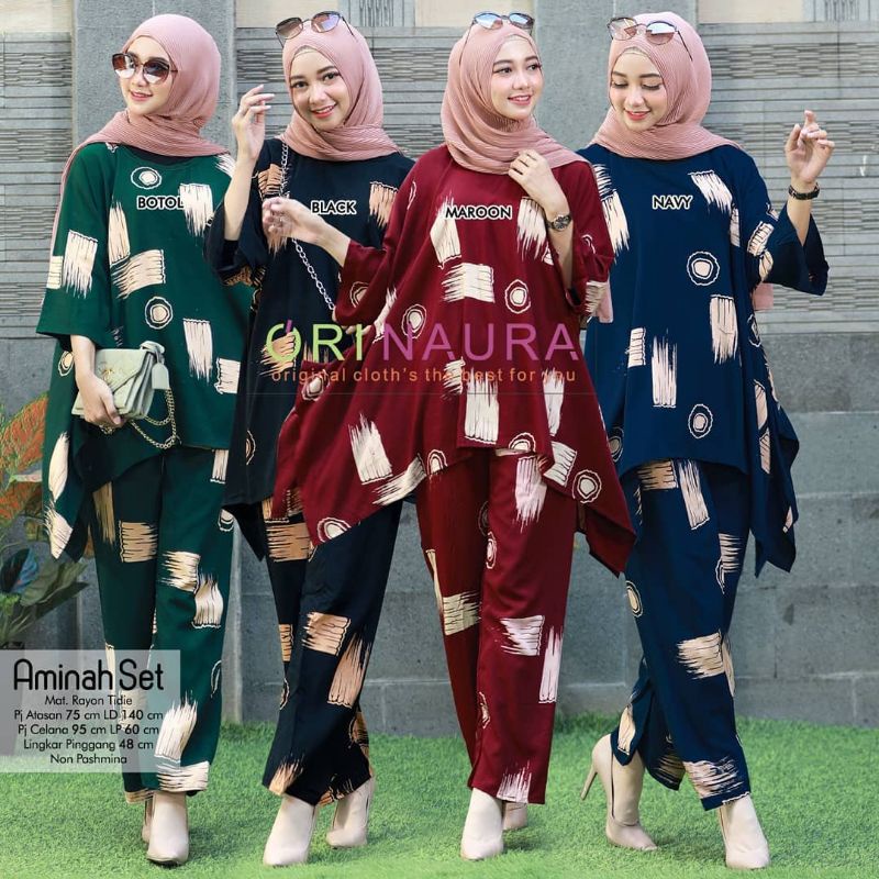 SETELAN WANITA/SETELAN TUNIK DRESS EMIRA/ SET JUMBO/ONE SET WAKA WAKA