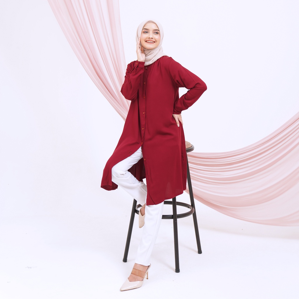Tunik polos / Tunik Basic / Tunik Rayon Twill premium / Tunik kancing busui / tunik murah terlaris