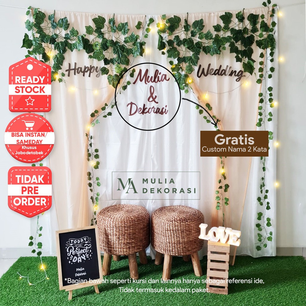 Dekorasi Lamaran Tunangan Backdrop Nikahan PhotoBooth DIY Akad Nikah Aqiqah Khitan Paket Mulia AA