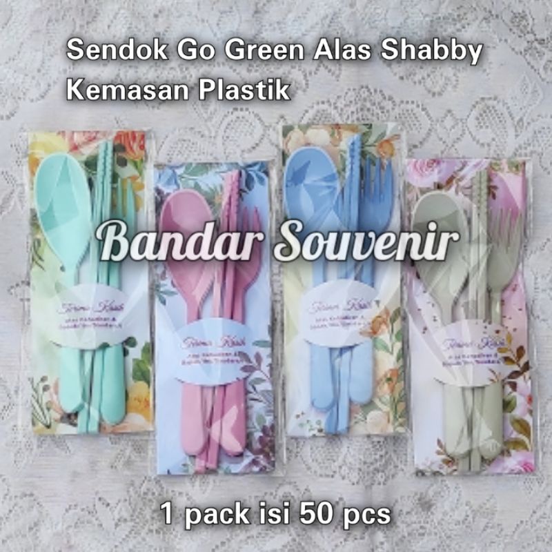 isi 50 Souvenir Sendok Travel Set + Alas Shabby Dikemas Plastik Grade A Tidak Letoy (Sendok Garpu Sumpit)