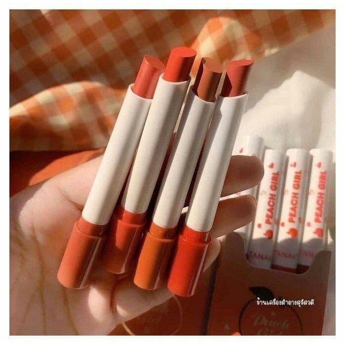 [4PCS / PACK] Tanako Peach Girl Matte Silky Lipstick / Tanako Peach Smoke HT-070