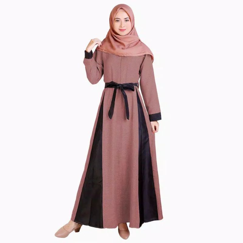 Long Dress Gamis maxi Wanita Muslim kombinasi warna - Lestari