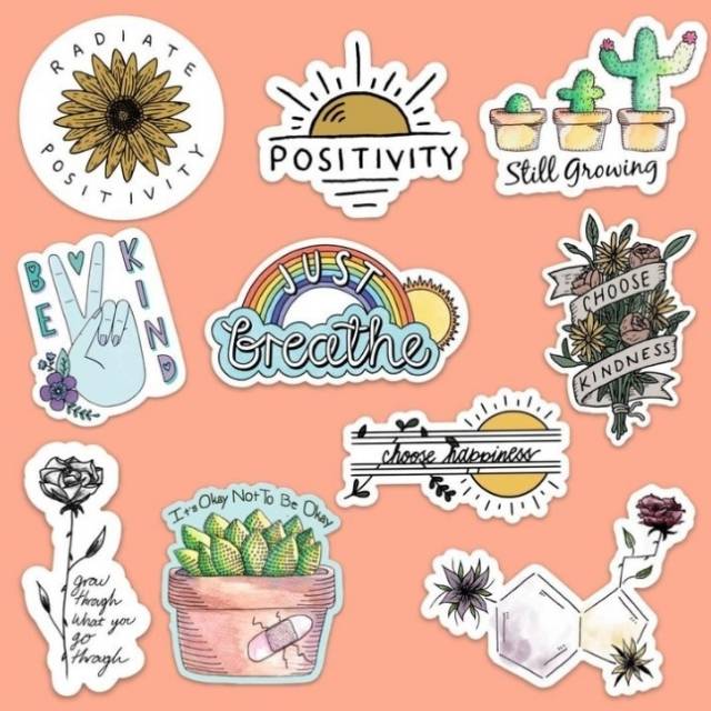 

Sticker aestetic [ 10 pcs ]✨ untuk Case Handphone | Laptop [ bisa COD ]
