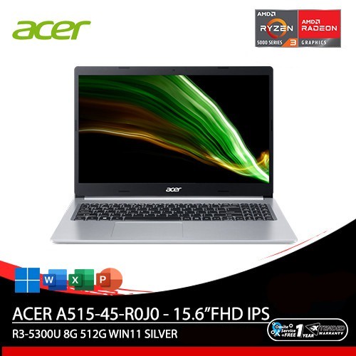 Jual LAPTOP ACER ASPIRE 5 A515 45 R0J0 AMD RYZEN 3 5300U RAM 8GB DDR4 PENYIMPANAN 512GB SSD NVME