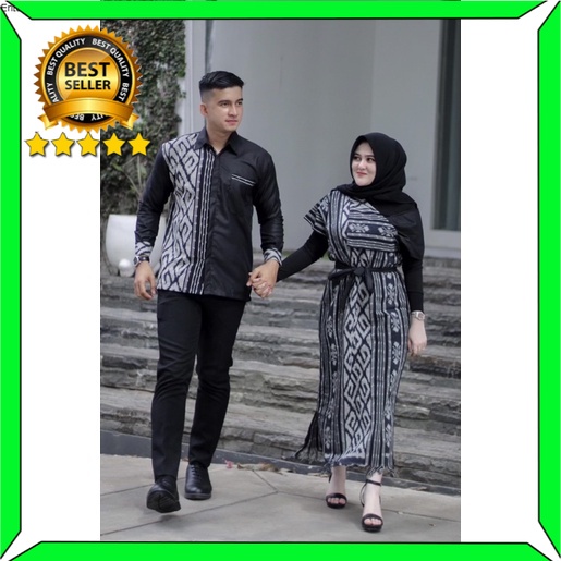 COUPLE AURORA TORAJA HITAM COUPLE TENUN BATIK KAMPUS DRESS KONDANGAN COUPLE KELUARGA || SET COUPLE T