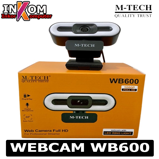 M-TECH Webcam WB600 / WB-600 Web Camera 1080P Full HD With Microphone