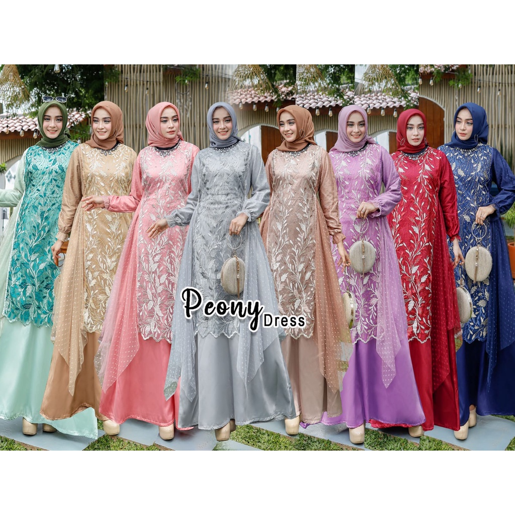 Gamis Syari PEONY maxi lebaran UMROH Muslim JUMBO-7