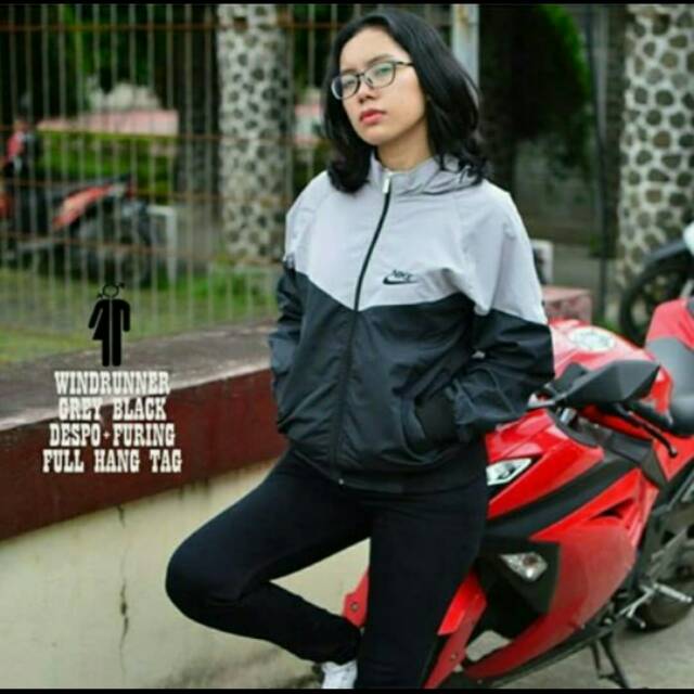 Jaket nike parasut abu hitam