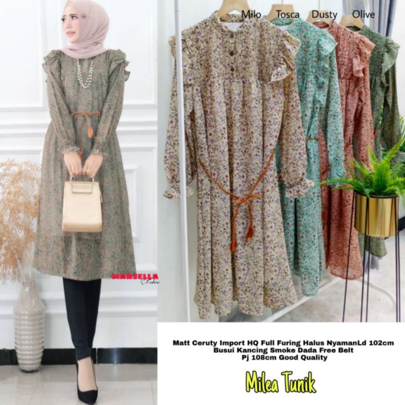 BAJU TUNIK LENGAN PANJANG MILEA TUNIK BAHAN CERRUTY