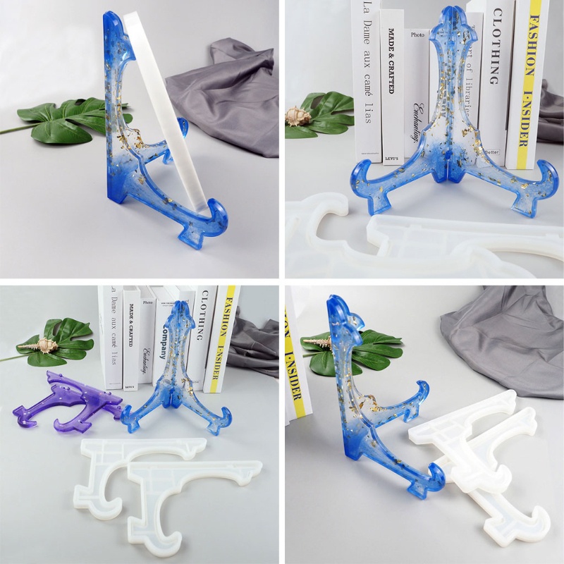 SIY  2Pcs 10 inch Display Stand Pictures Frame Holder Silicone Epoxy Resin Casting Mold Artworks Easels Holder Mold Kit Tools