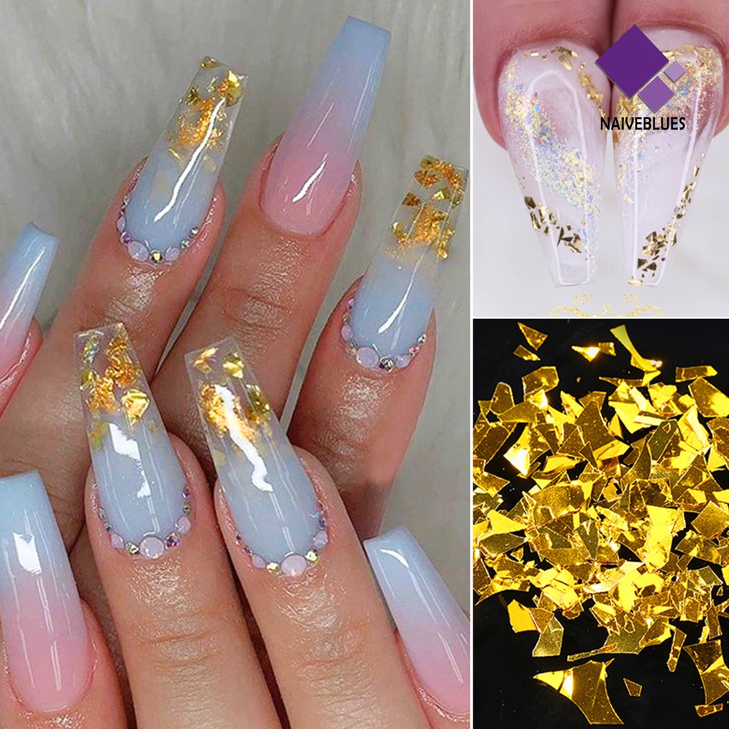 Naiveblue Serpihan Glitter Bentuk Asimetris Untuk Dekorasi Nail Art