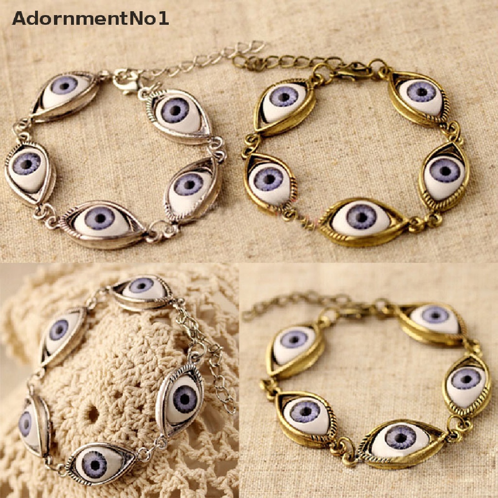 (AdornmentNo1) Gelang Tangan Rantai Fashion Motif Mata Iblis Warna Gold / Silver Untuk Perhiasan Wanita