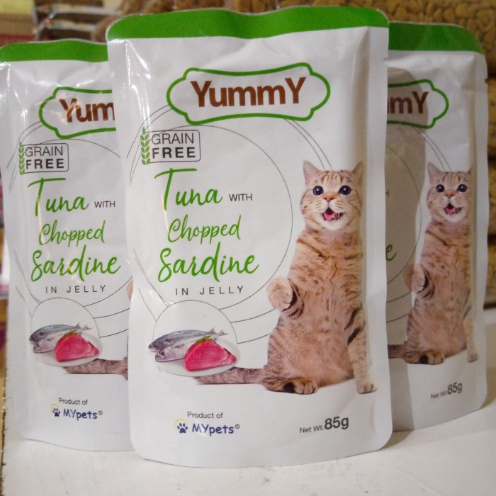 Makanan Kucing Yummy Pouch Tuna Chopped Sardine 85gr