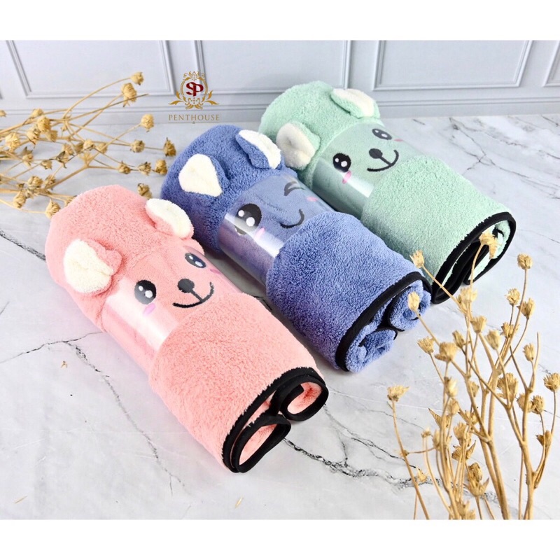 HANDUK MANDI BULU BEARS / BERUANG PENTHOUSE UKURAN/SIZE TANGGUNG/MEDIUM (50x100cm) Handuk Boneka Beruang handuk Telinga handuk korea