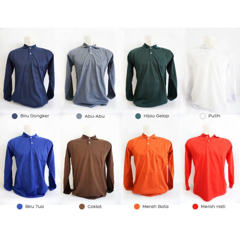 kaos kerah polos lengan panjang bahan tc/kaos kerah harian berkebun di peoyek bertani lengan panjang