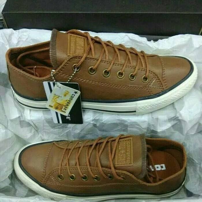 TERMURAH Sepatu CONVERSE KULIT Pria Cowok Cowo Import Grade Original