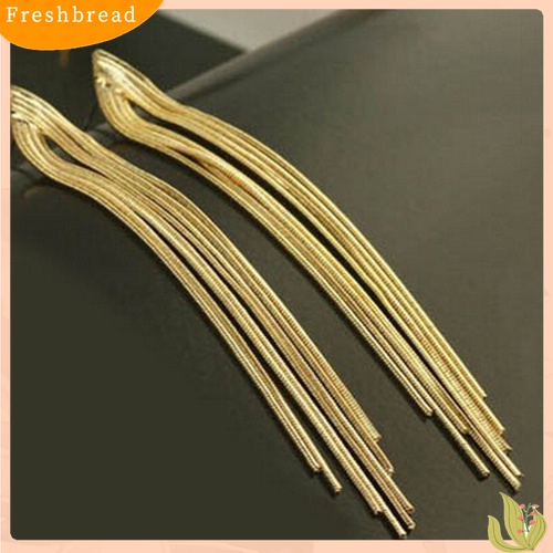 [TERLARIS]Women Party Cocktail Wedding Snake Chain Tassel Dangle Post Back Linear Earrings