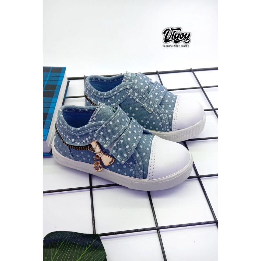 Sepatu snekers Anak Perempuan Polkadot Perekat Murah