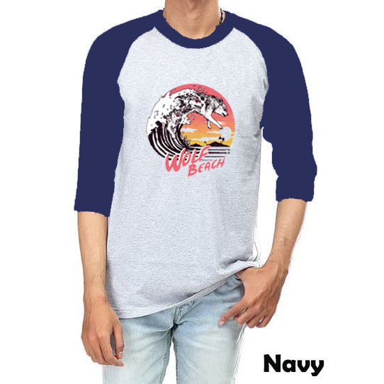 Kaos Raglan Abu muda M61 Lengan 3/4 motif gambar