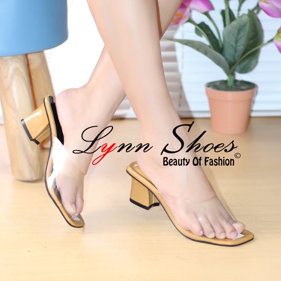 Lynn Sendal Heels Wanita Hak Tahu 5cm HL11U - Abu / Hitam / Kuning