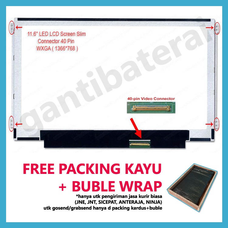 LCD LED 11.6 inch 40 pin slim Bracket Kanan Kiri