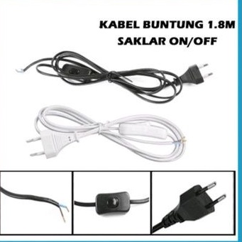 SAKLAR ON OFF 2 METER / KABEL BUNTUNG / UNTUK LAMPU TL NEON T5 /socket