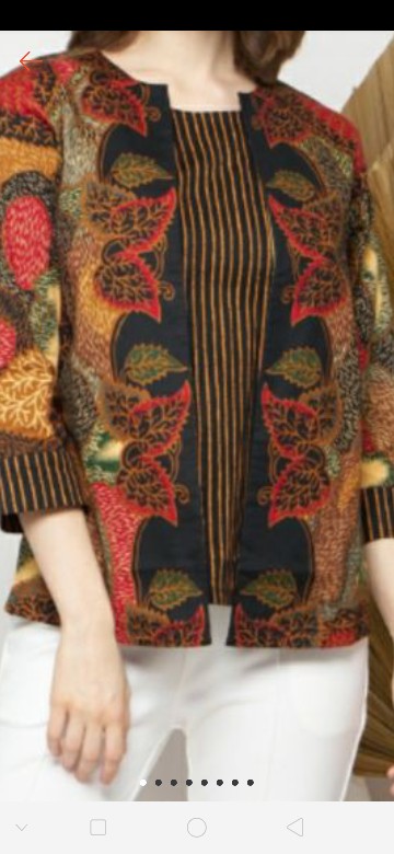 Atasan Blouse Batik Wanita Lengan Panjang Katun Stretch, 242 Awe#