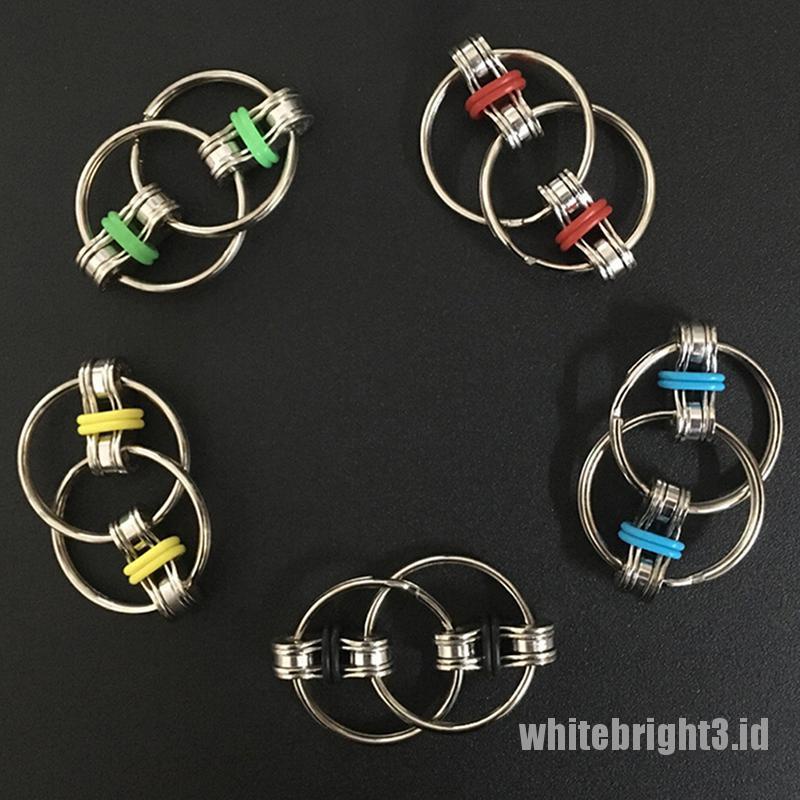 (white3) Edc Fidget Hand Spinner Bentuk Rantai Cincin Flippy Untuk Menghilangkan Stress