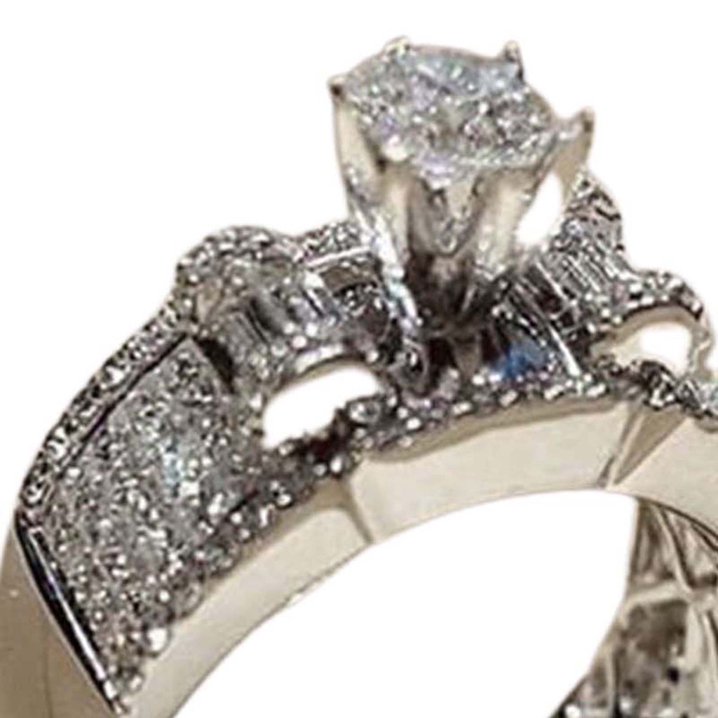 Hu Hu Hu Hu Hu Alat Bantu Pasang Kacamata♡ 2pcs / Set Cincin Pasangan Bahan Alloy Hias Berlian Imitasi Untuk Pernikahan