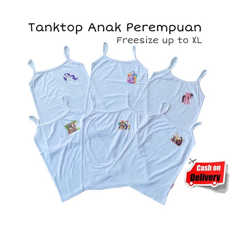 COD Kaos Dalam Anak Singlet Tanktop Tangtop Polos Anak Perempuan Cewek TK SD Littlepony 5-8 Tahun