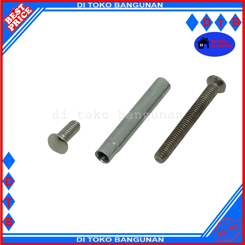 Skrup Tanam Baut Tanam  Kunci Pintu 1 Set 2 Pcs Baut Tembus