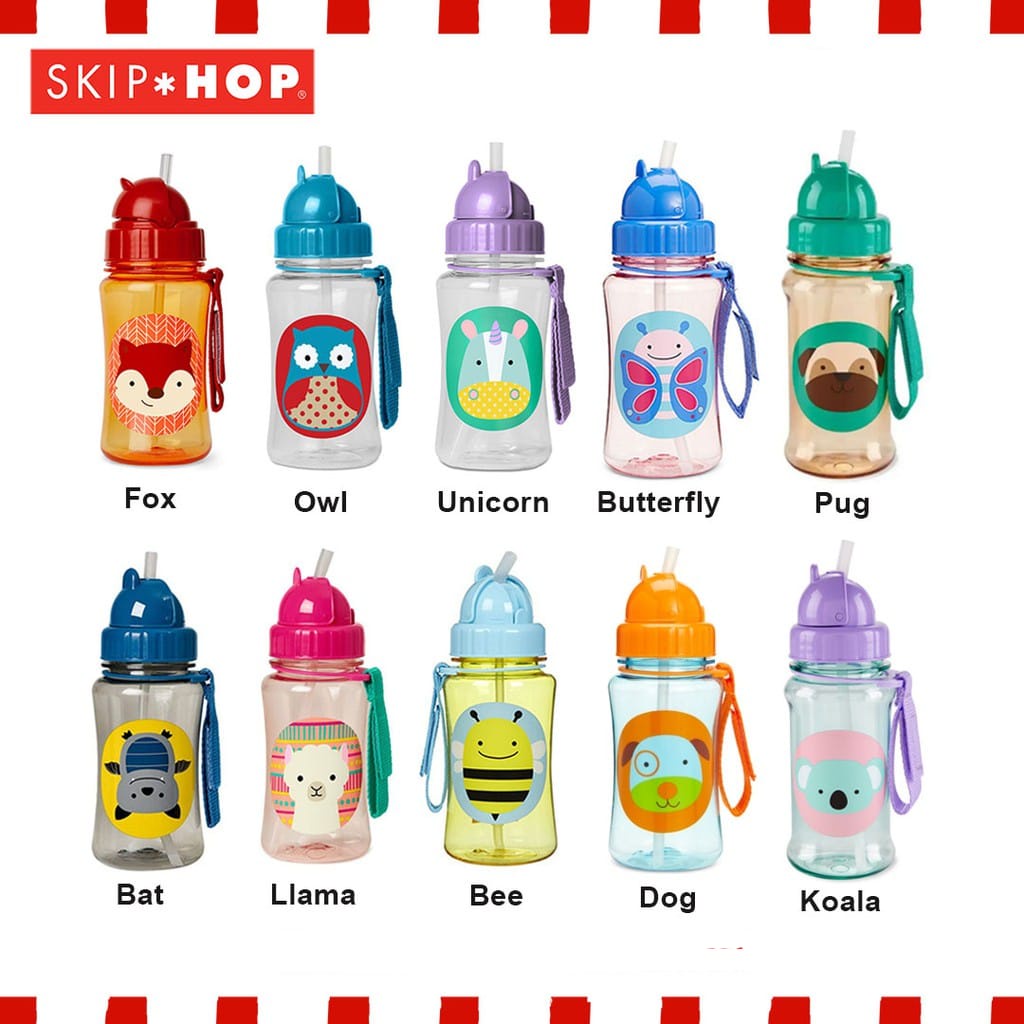 Skip Hop Zoo Straw Bottle 390ml - Botol Minum Anak