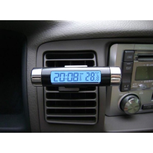 Jam digital dan temperatur mobil LCD biru car clock