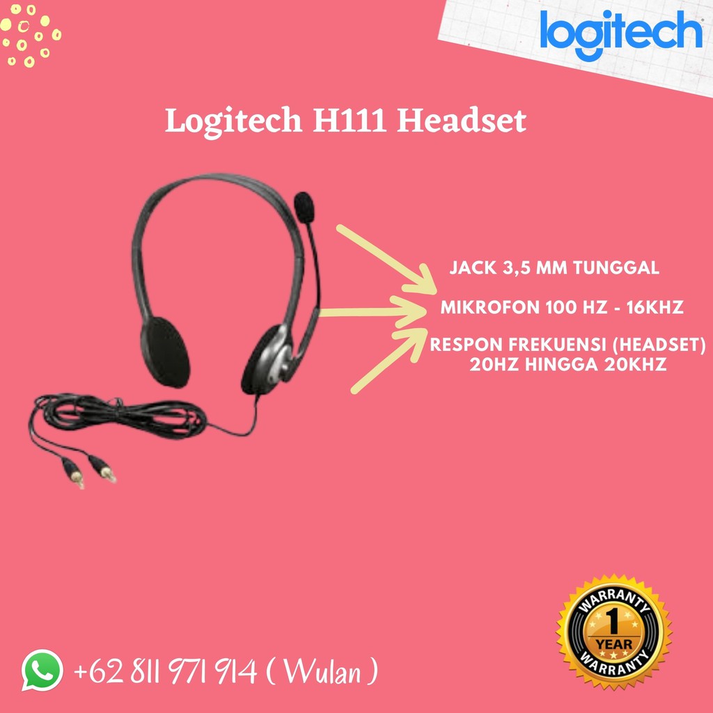 Logitech H111 Headset With Mic Headphone Earphone