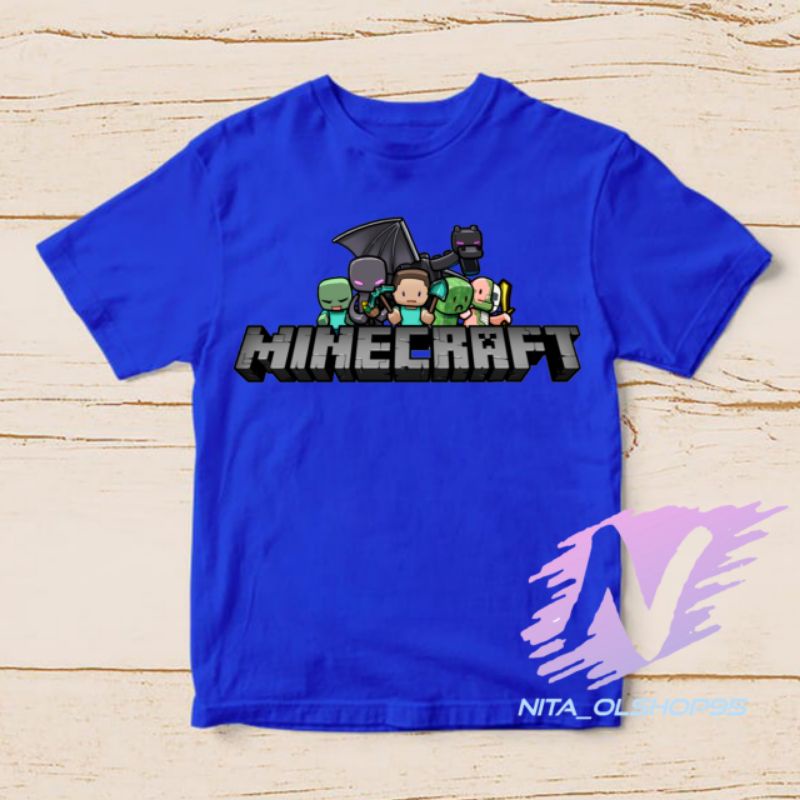 baju minicraft kaos anak Minecraft kaos anak karakter mobile