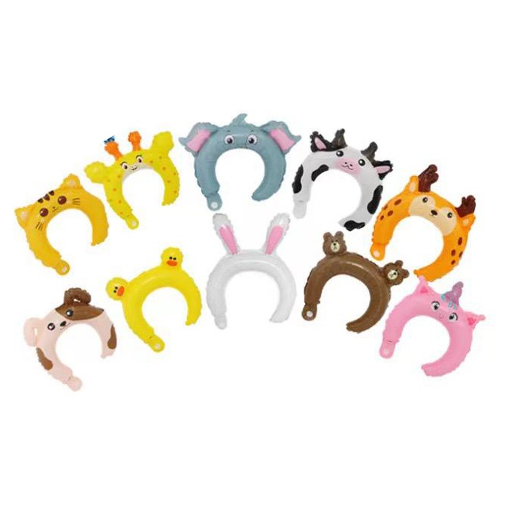 Balon foil bando anak motif hewan / animal headband / souvenir ultah