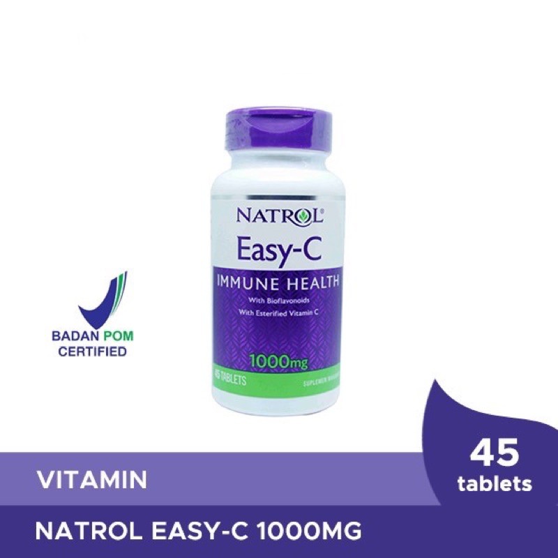 NATROL EASY-C 1000mg isi 45 / 500mg isi 90 Time Release Vitamin Easy C - BPOM - Aman Untuk Lambung