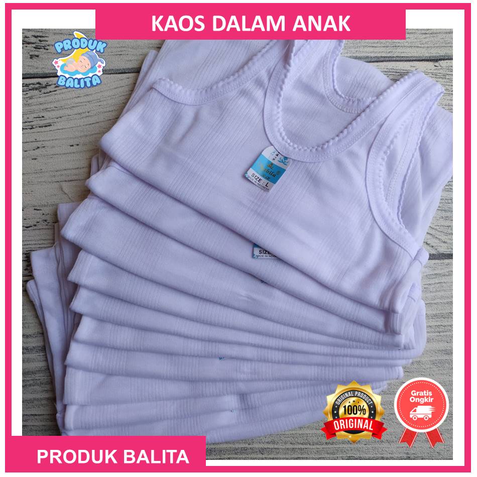 Kaos Dalam Anak Lusinan Anak 12 Pcs Singlet Anak perempuan Laki-laki Putih Polos Murah