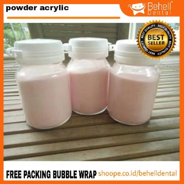 BAHAN / LEM GIGI PALSU POWDER ACRYLIC BUBUK POWDER PEMBUAT GUSI TANPA DI REBUS - SELF CURE CURING SC