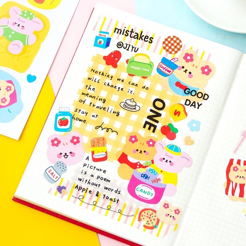 DECO STICKER ART PAPER 3 LEMBAR STIKER LUCU BOTOL MINUM VIRAL ANIMAL CARTOON DEKORASI JURNAL BUKU CATATAN DIARY SCRAPBOOK ORGANIZER AESTHETIC FANCY KAWAII KIYOWO GAYA KOREA JEPANG PVC PET KARAKTER KAR TUN ANAK PEREMPUAN HEWAN IMUT REAL PICT KELINCI BEAR