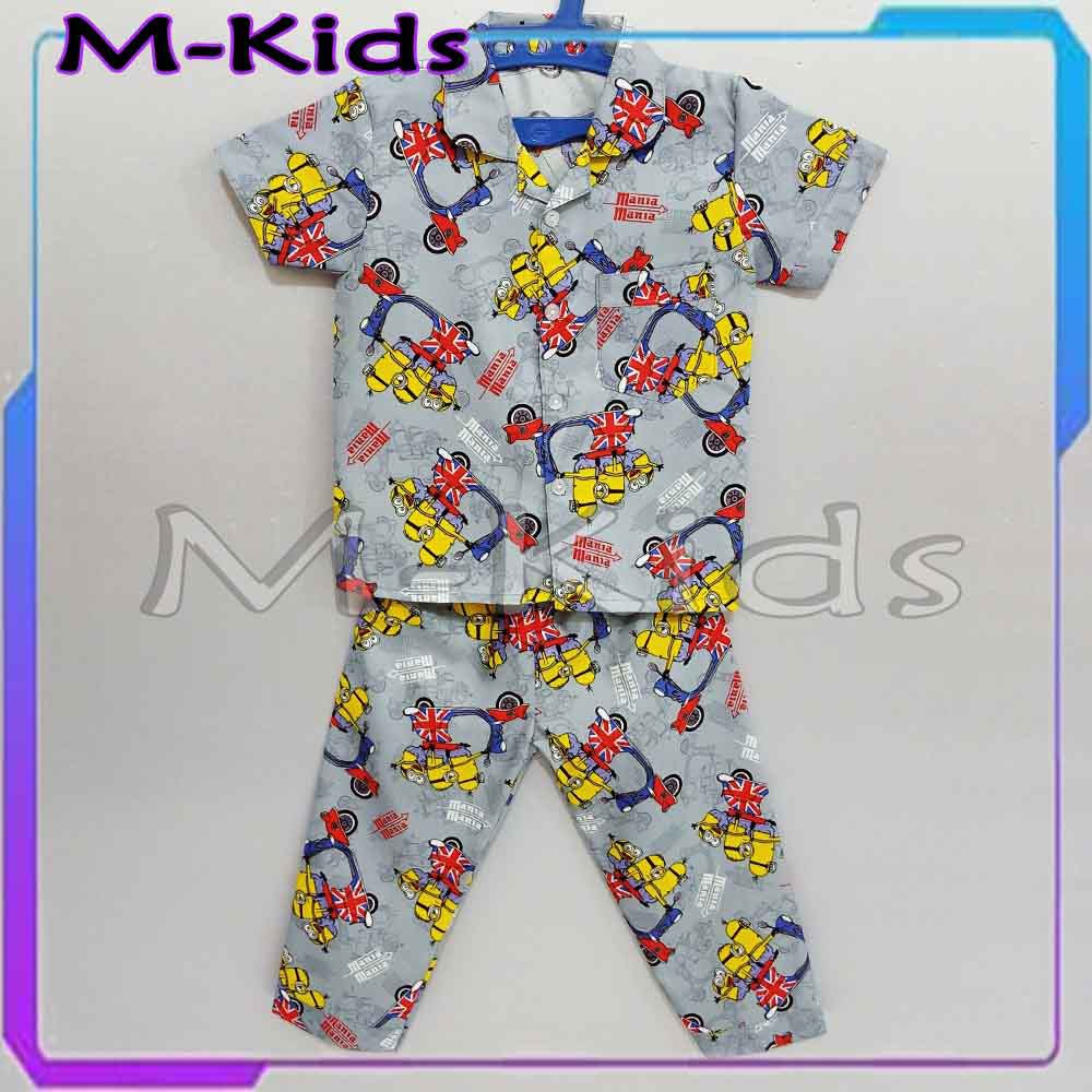 MKids88 - Baju Setelan Katun Piyama Anak Gambar Minion Bear Winnie The Pooh CAR Teddy Bear OWL